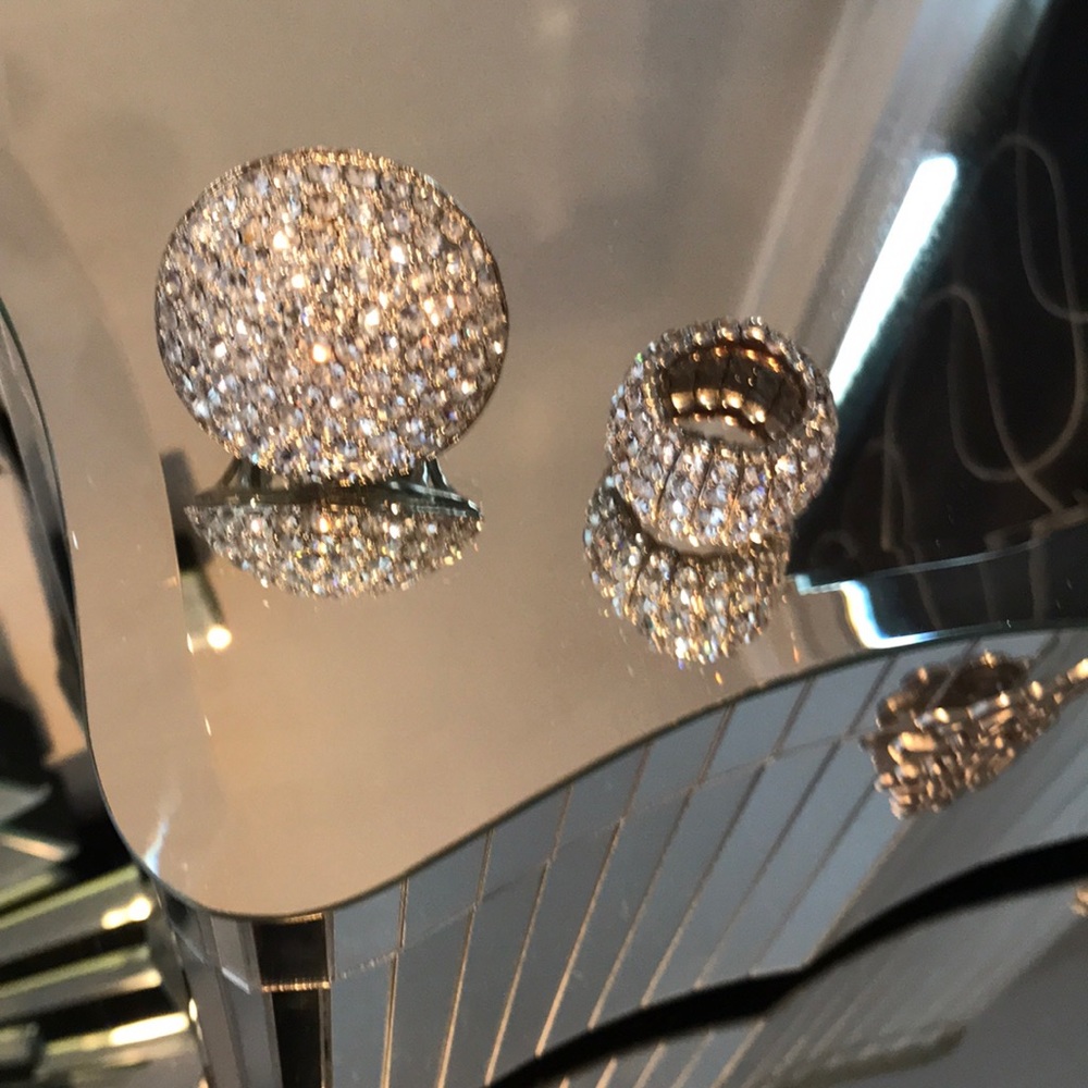Set of two rhinestone rings adjustable size